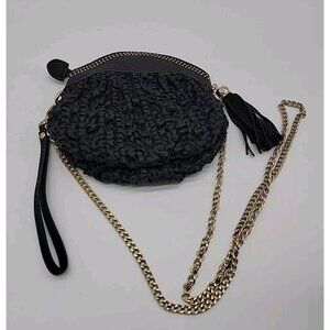 NEW Lionel Anabel Black Woven Small Crossbody Vegan Clutch Purse Handbag NWT